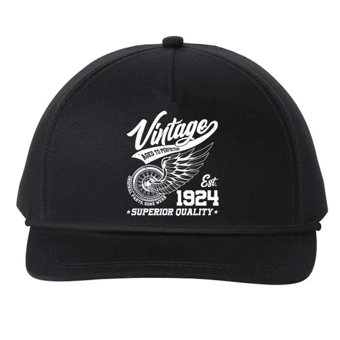 Winged Wheel Vintage 1924 Aged To Perfection Superior Quality 100th Birthday Snapback Five-Panel Rope Hat