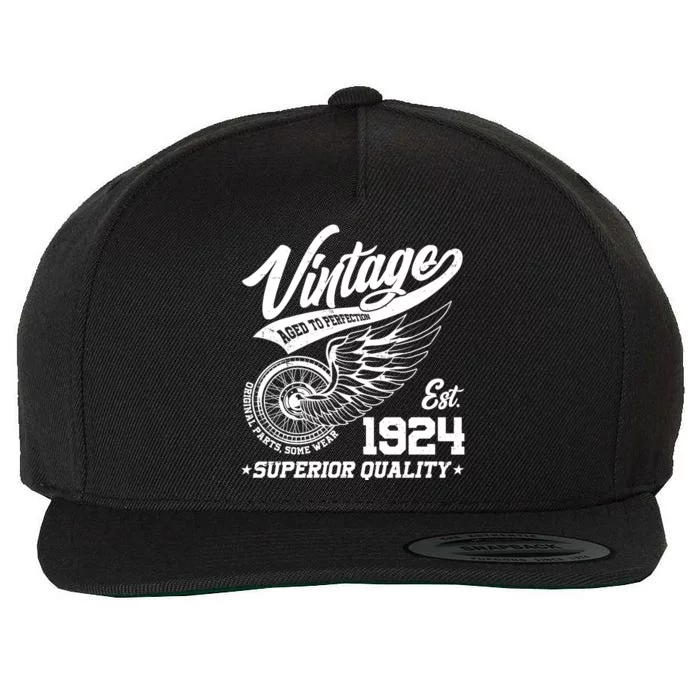 Winged Wheel Vintage 1924 Aged To Perfection Superior Quality 100th Birthday Wool Snapback Cap