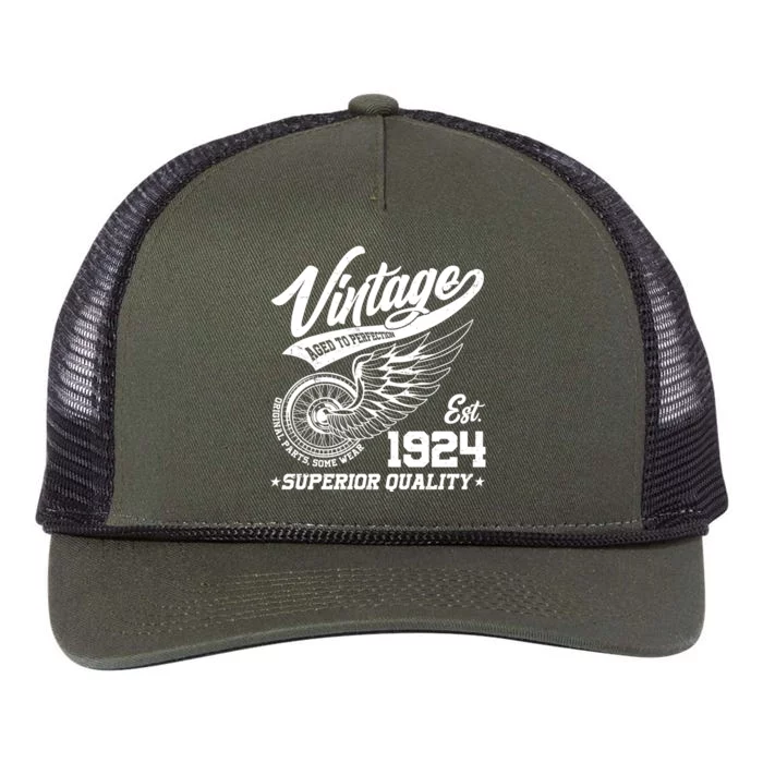 Winged Wheel Vintage 1924 Aged To Perfection Superior Quality 100th Birthday Retro Rope Trucker Hat Cap