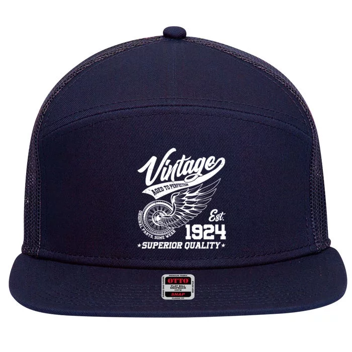 Winged Wheel Vintage 1924 Aged To Perfection Superior Quality 100th Birthday 7 Panel Mesh Trucker Snapback Hat