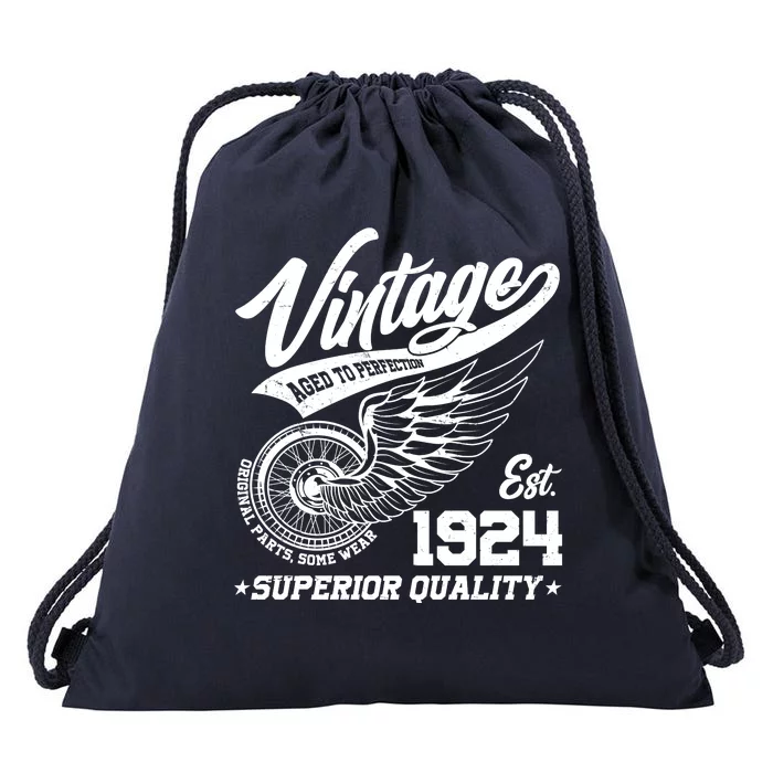 Winged Wheel Vintage 1924 Aged To Perfection Superior Quality 100th Birthday Drawstring Bag