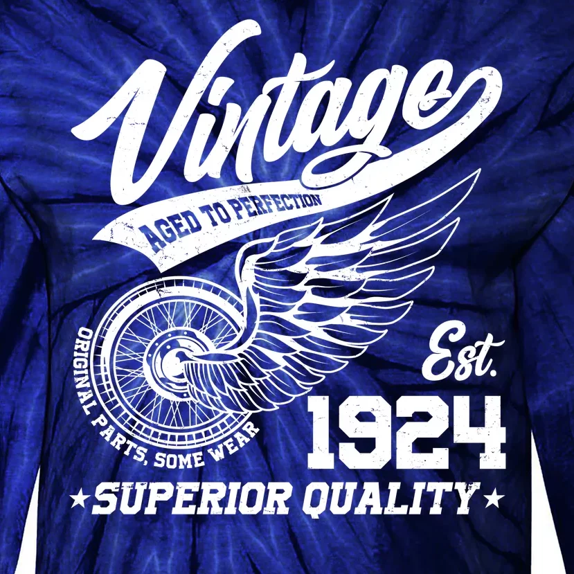 Winged Wheel Vintage 1924 Aged To Perfection Superior Quality 100th Birthday Tie-Dye Long Sleeve Shirt