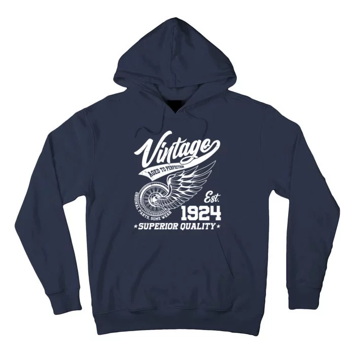 Winged Wheel Vintage 1924 Aged To Perfection Superior Quality 100th Birthday Tall Hoodie