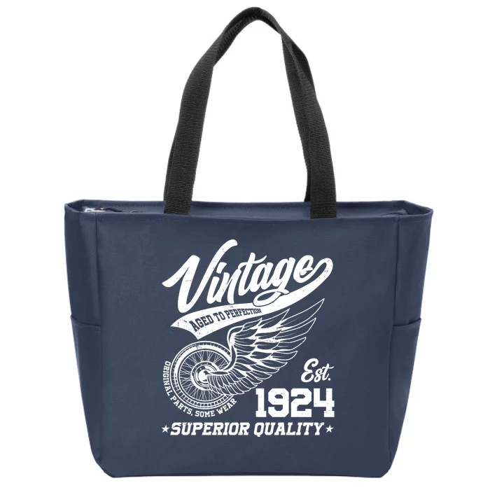 Winged Wheel Vintage 1924 Aged To Perfection Superior Quality 100th Birthday Zip Tote Bag