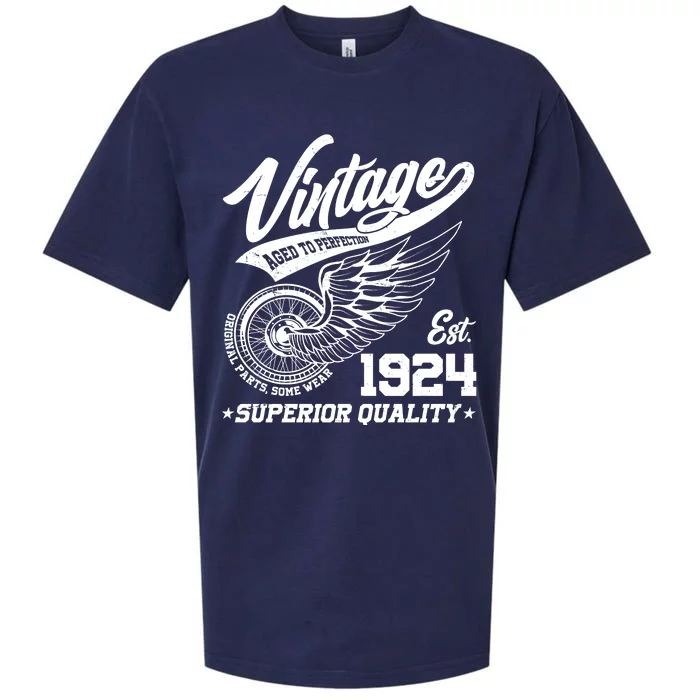 Winged Wheel Vintage 1924 Aged To Perfection Superior Quality 100th Birthday Sueded Cloud Jersey T-Shirt