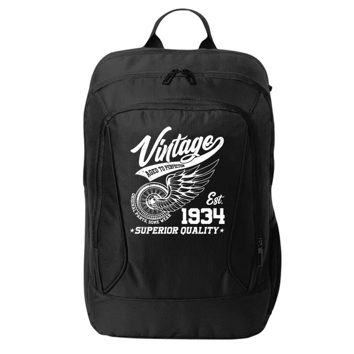 Winged Wheel Vintage 1934 Aged To Perfection Superior Quality 90th Birthday City Backpack