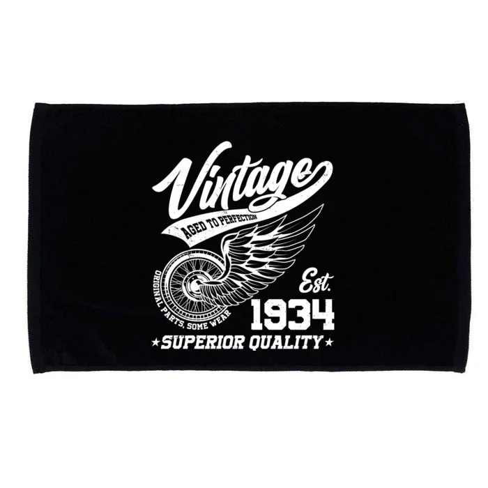 Winged Wheel Vintage 1934 Aged To Perfection Superior Quality 90th Birthday Microfiber Hand Towel