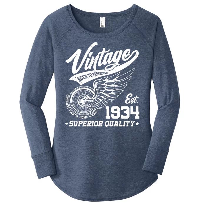 Winged Wheel Vintage 1934 Aged To Perfection Superior Quality 90th Birthday Women's Perfect Tri Tunic Long Sleeve Shirt