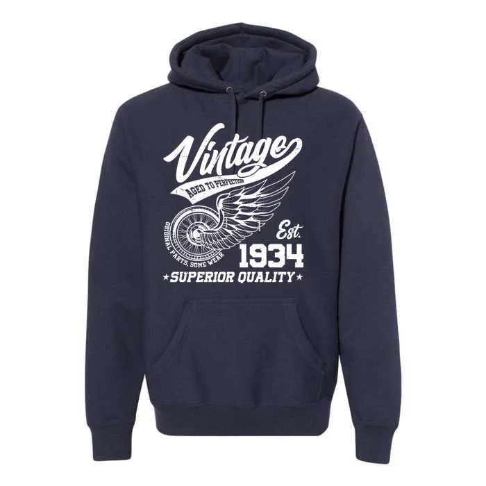 Winged Wheel Vintage 1934 Aged To Perfection Superior Quality 90th Birthday Premium Hoodie