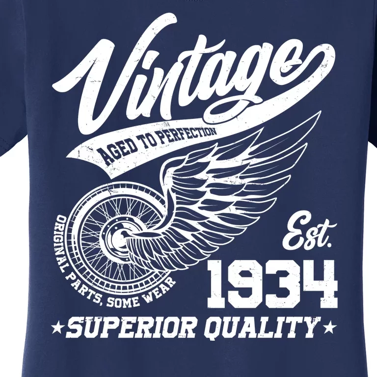 Winged Wheel Vintage 1934 Aged To Perfection Superior Quality 90th Birthday Women's T-Shirt