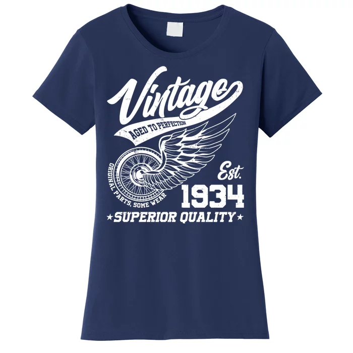 Winged Wheel Vintage 1934 Aged To Perfection Superior Quality 90th Birthday Women's T-Shirt