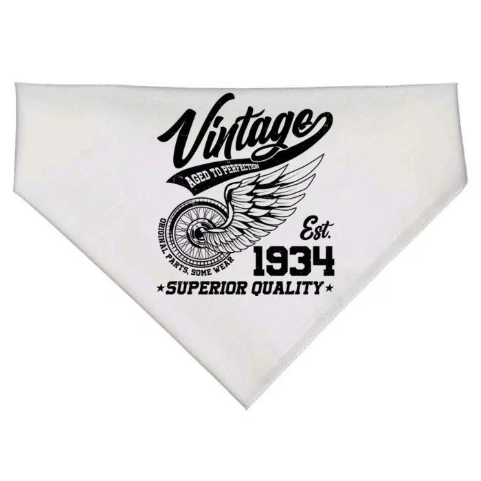 Winged Wheel Vintage 1934 Aged To Perfection Superior Quality 90th Birthday USA-Made Doggie Bandana