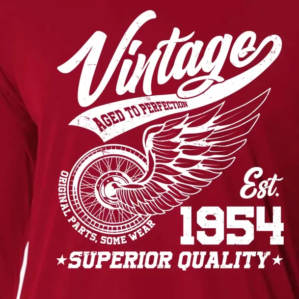 Winged Wheel Vintage 1954 Aged To Perfection Superior Quality 70th Birthday Cooling Performance Long Sleeve Crew