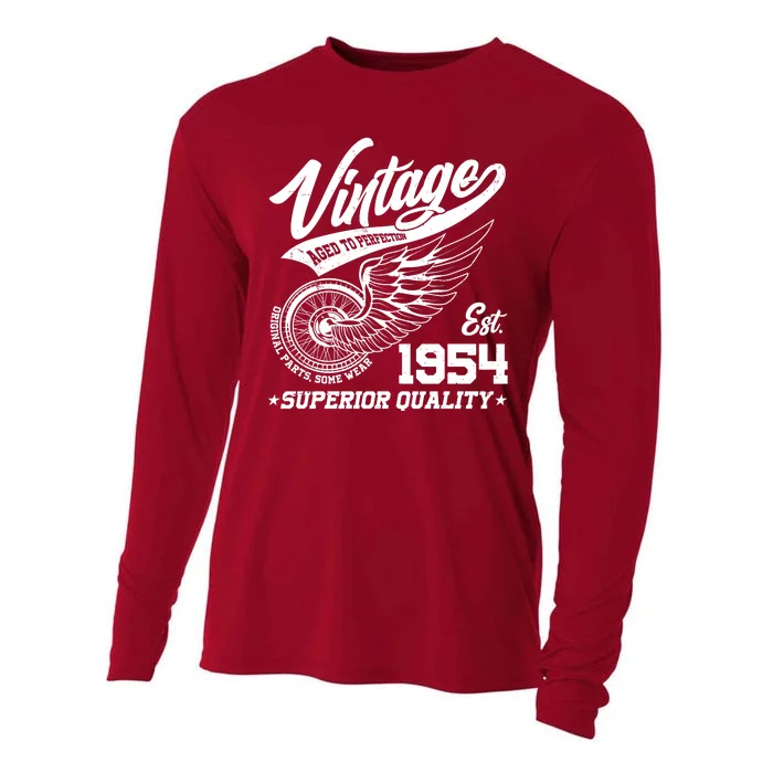 Winged Wheel Vintage 1954 Aged To Perfection Superior Quality 70th Birthday Cooling Performance Long Sleeve Crew