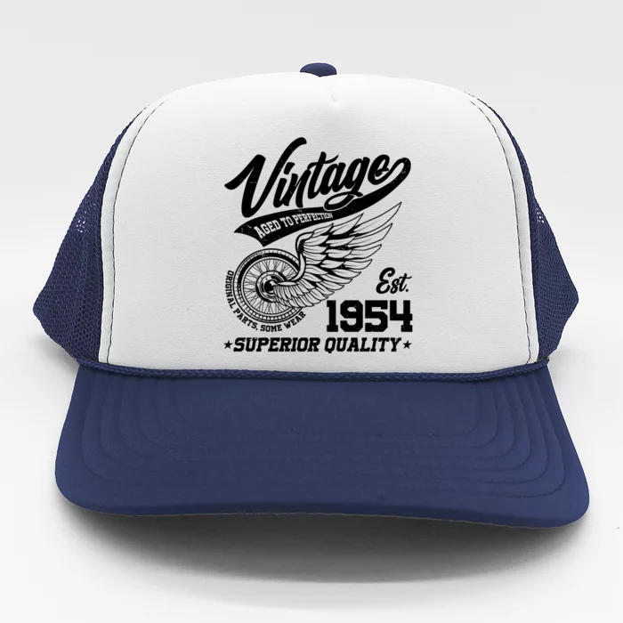 Winged Wheel Vintage 1954 Aged To Perfection Superior Quality 70th Birthday Trucker Hat