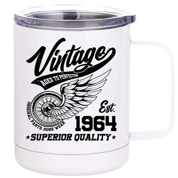 Winged Wheel Vintage 1964 Aged To Perfection Superior Quality 60th Birthday Front & Back 12oz Stainless Steel Tumbler Cup