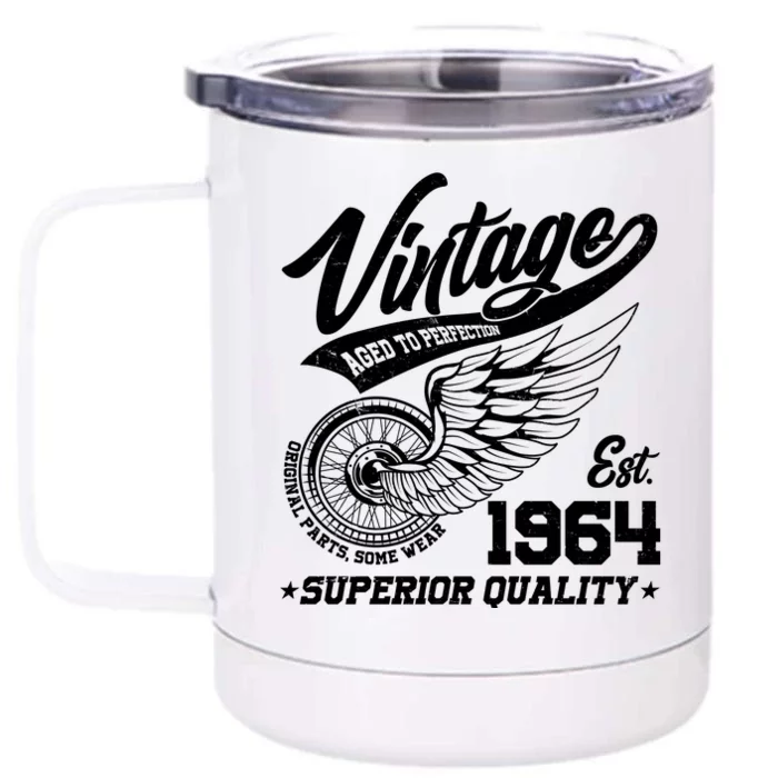 Winged Wheel Vintage 1964 Aged To Perfection Superior Quality 60th Birthday Front & Back 12oz Stainless Steel Tumbler Cup