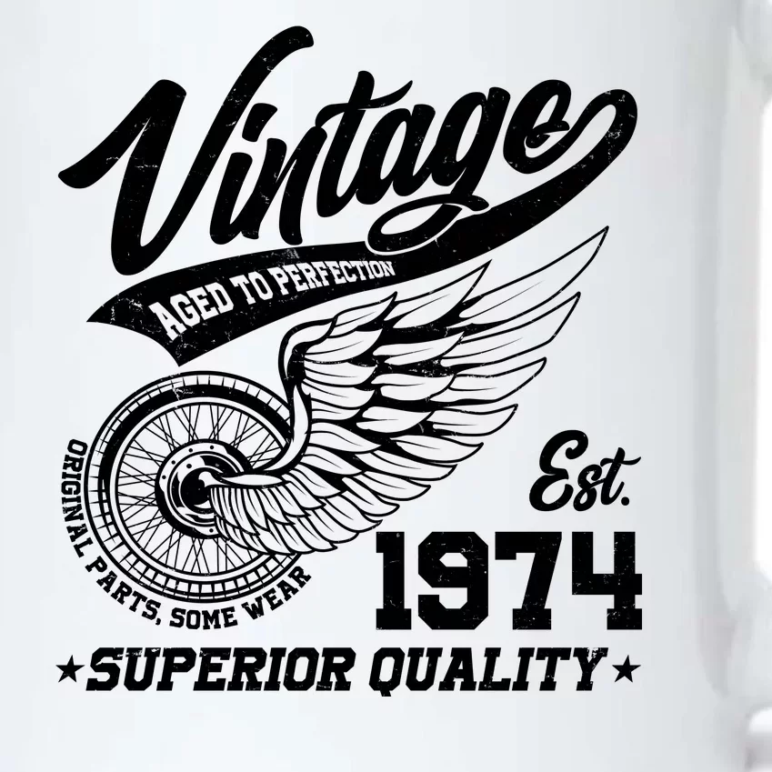 Winged Wheel Vintage 1974 Aged To Perfection Superior Quality 50th Birthday Black Color Changing Mug