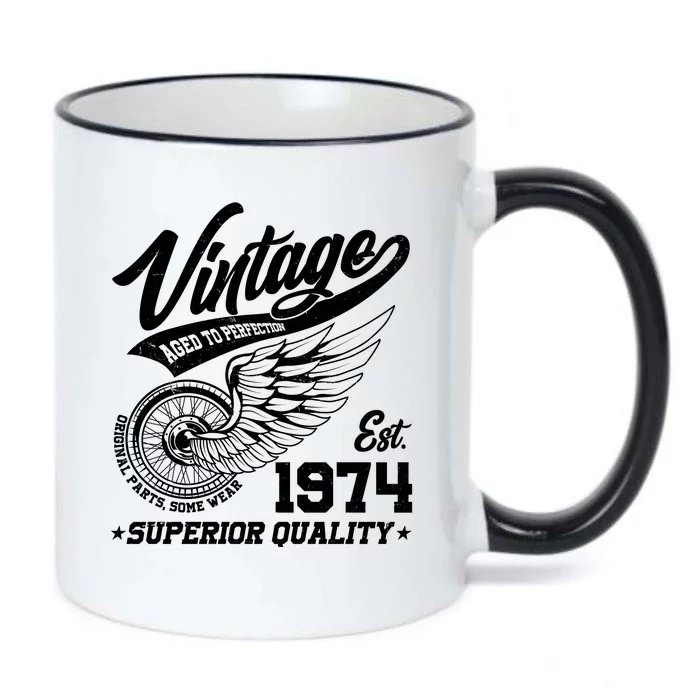 Winged Wheel Vintage 1974 Aged To Perfection Superior Quality 50th Birthday Black Color Changing Mug