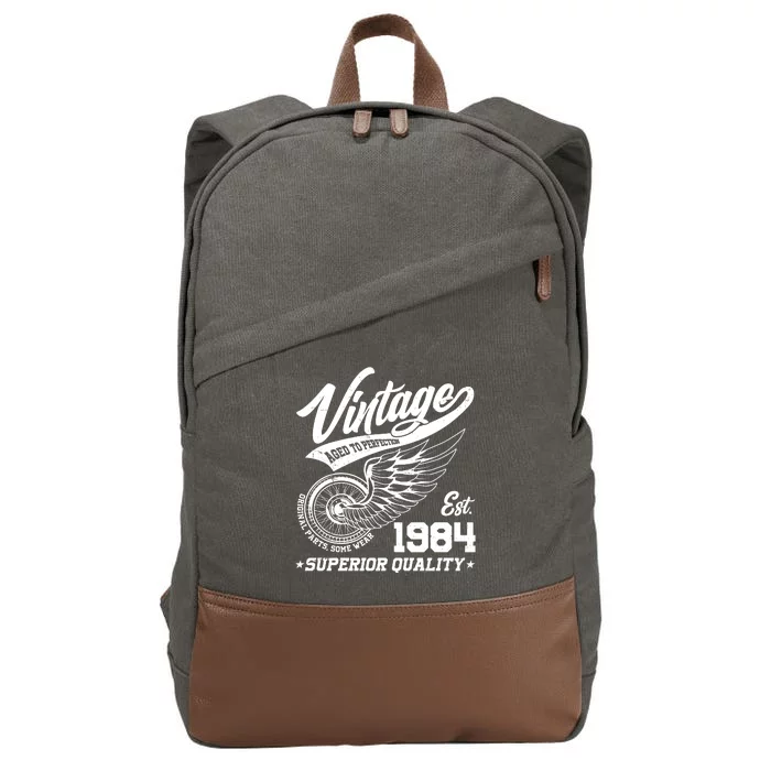 Winged Wheel Vintage 1984 Aged To Perfection Superior Quality 40th Birthday Cotton Canvas Backpack