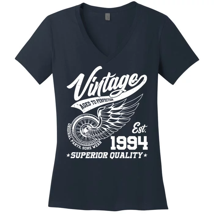 Winged Wheel Vintage 1994 Aged To Perfection Superior Quality 30th Birthday Women's V-Neck T-Shirt