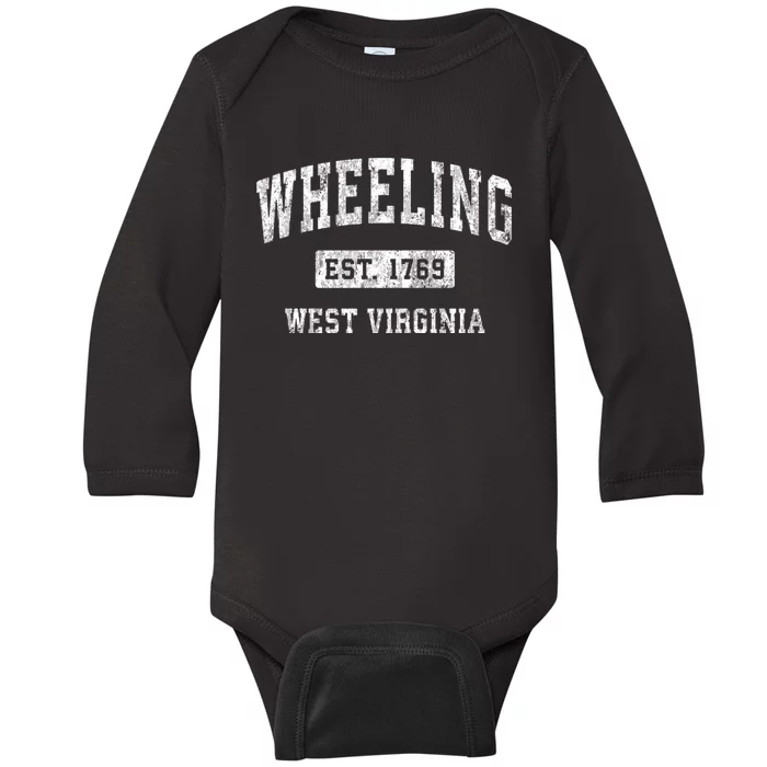 Wheeling West Virginia Wv Vintage Established Sports Baby Long Sleeve Bodysuit