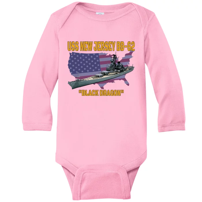 Ww2 Warship Vietnam War Uss New Jersey Bb62 Battleship Baby Long Sleeve Bodysuit