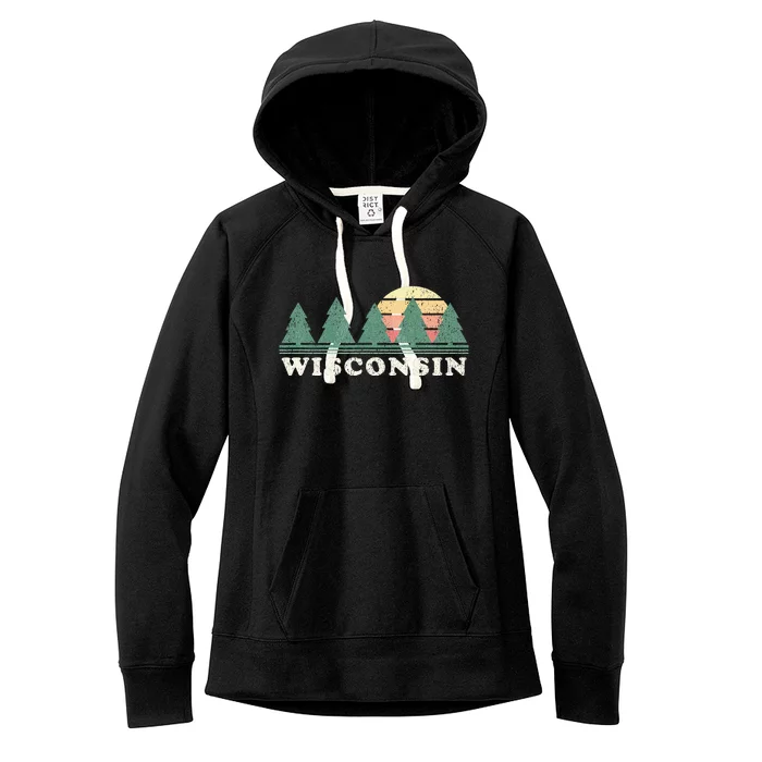 Wisconsin Wi Vintage Retro 70s Design Women's Fleece Hoodie