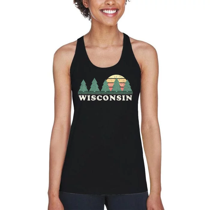 Wisconsin Wi Vintage Retro 70s Design Women's Racerback Tank