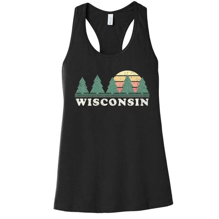 Wisconsin Wi Vintage Retro 70s Design Women's Racerback Tank