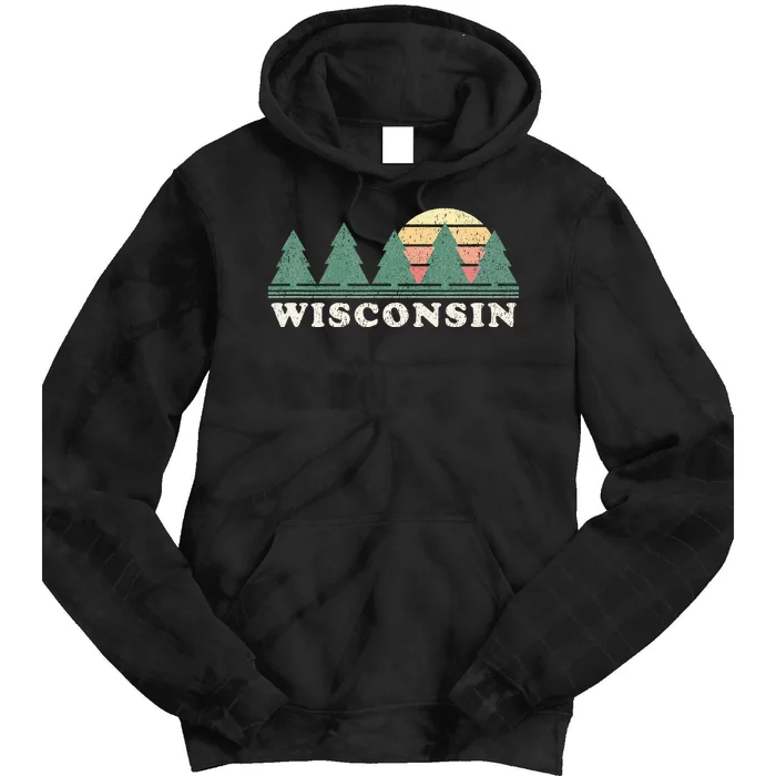 Wisconsin Wi Vintage Retro 70s Design Tie Dye Hoodie