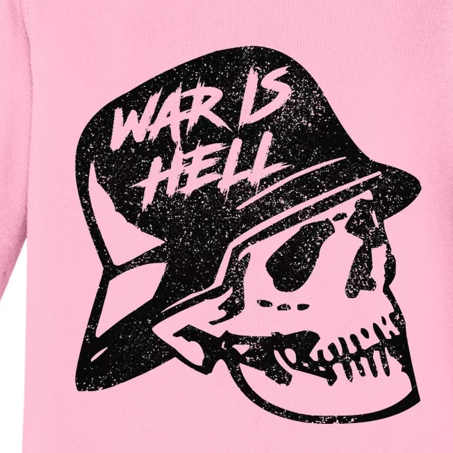 WWI WWII Veteran Military Skull - War Is Hell Baby Long Sleeve Bodysuit