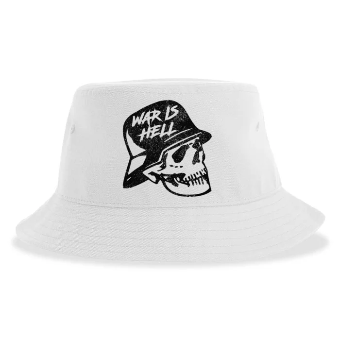 WWI WWII Veteran Military Skull - War Is Hell Sustainable Bucket Hat