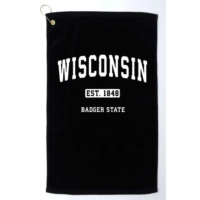 Wisconsin Wi Vintage Sports Design Retro Varsity Platinum Collection Golf Towel