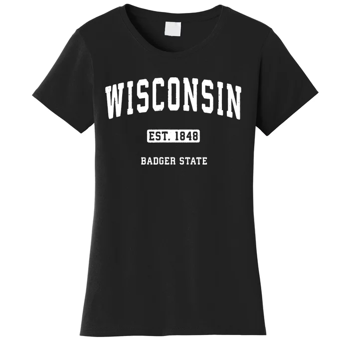 Wisconsin Wi Vintage Sports Design Retro Varsity Women's T-Shirt