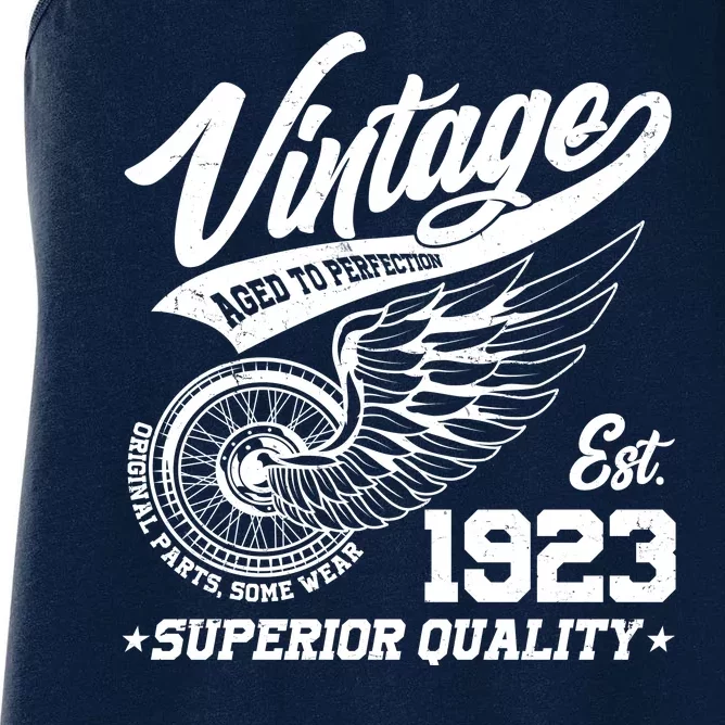 Winged Wheel Vintage 1923 Aged To Perfection Superior Quality 100th Birthday Women's Racerback Tank