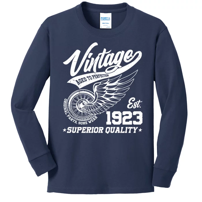 Winged Wheel Vintage 1923 Aged To Perfection Superior Quality 100th Birthday Kids Long Sleeve Shirt