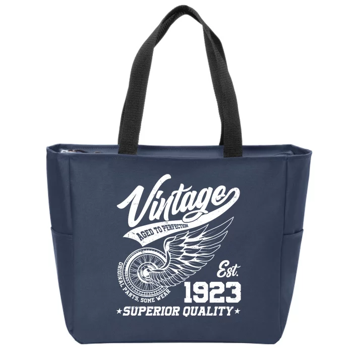 Winged Wheel Vintage 1923 Aged To Perfection Superior Quality 100th Birthday Zip Tote Bag