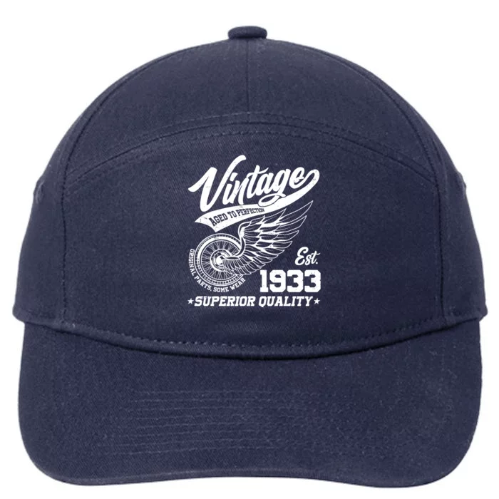 Winged Wheel Vintage 1933 Aged To Perfection Superior Quality 90th Birthday 7-Panel Snapback Hat