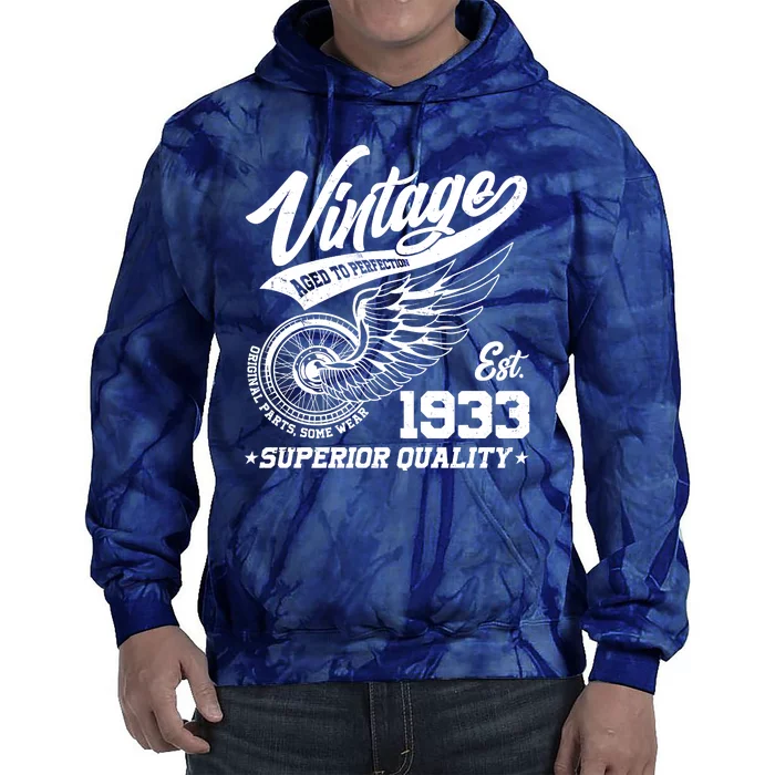 Winged Wheel Vintage 1933 Aged To Perfection Superior Quality 90th Birthday Tie Dye Hoodie