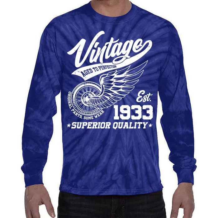 Winged Wheel Vintage 1933 Aged To Perfection Superior Quality 90th Birthday Tie-Dye Long Sleeve Shirt