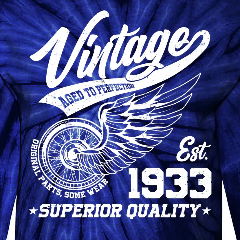 Winged Wheel Vintage 1933 Aged To Perfection Superior Quality 90th Birthday Tie-Dye Long Sleeve Shirt