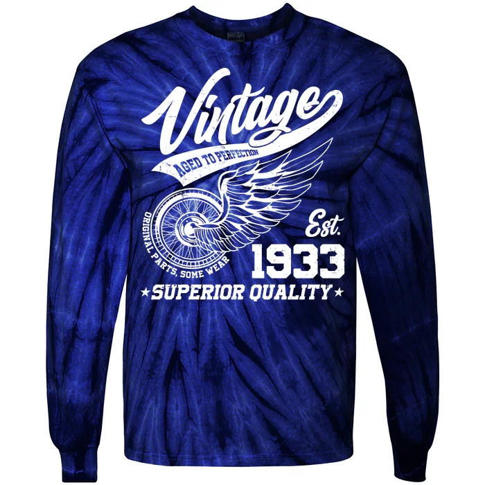 Winged Wheel Vintage 1933 Aged To Perfection Superior Quality 90th Birthday Tie-Dye Long Sleeve Shirt