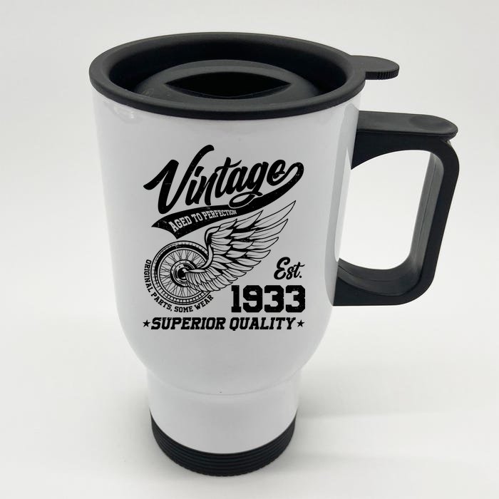 Winged Wheel Vintage 1933 Aged To Perfection Superior Quality 90th Birthday Front & Back Stainless Steel Travel Mug