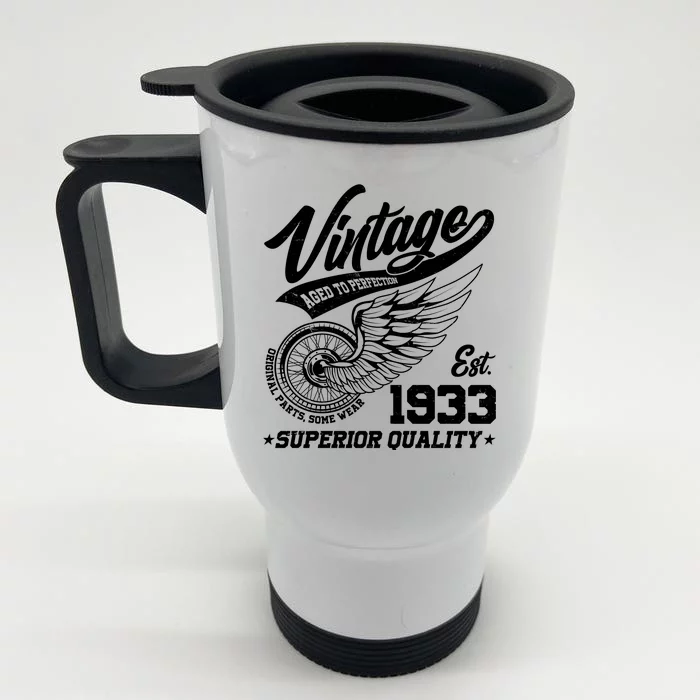 Winged Wheel Vintage 1933 Aged To Perfection Superior Quality 90th Birthday Front & Back Stainless Steel Travel Mug