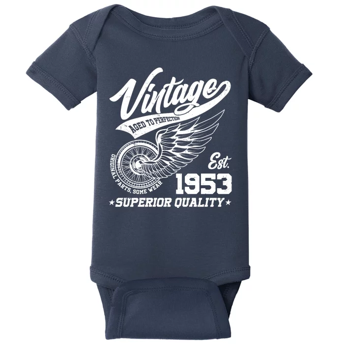 Winged Wheel Vintage 1953 Aged To Perfection Superior Quality 70th Birthday Baby Bodysuit