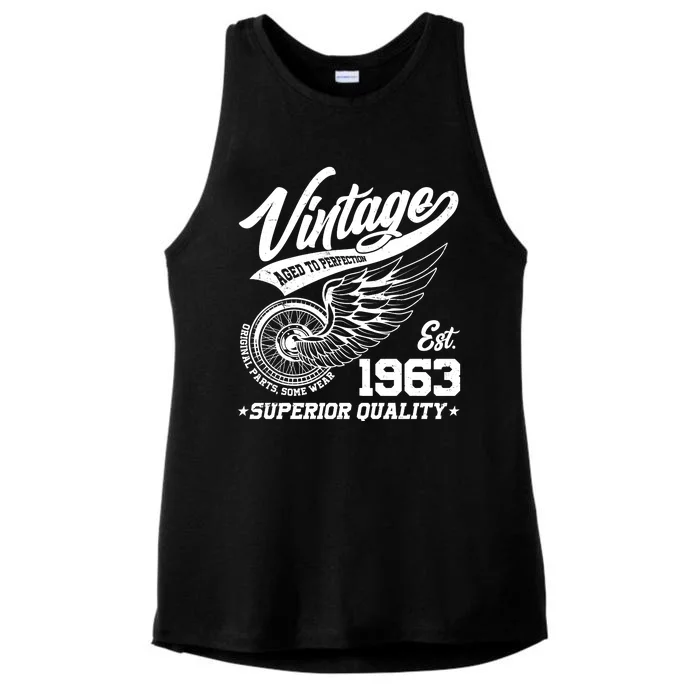 Winged Wheel Vintage 1963 Aged To Perfection Superior Quality 60th Birthday Ladies Tri-Blend Wicking Tank