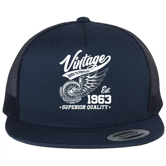 Winged Wheel Vintage 1963 Aged To Perfection Superior Quality 60th Birthday Flat Bill Trucker Hat