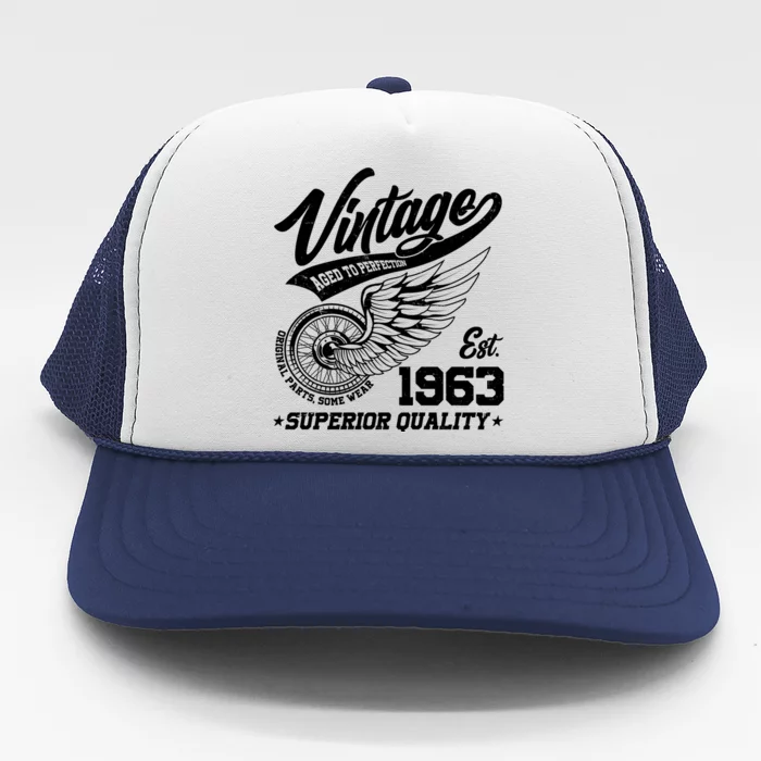 Winged Wheel Vintage 1963 Aged To Perfection Superior Quality 60th Birthday Trucker Hat