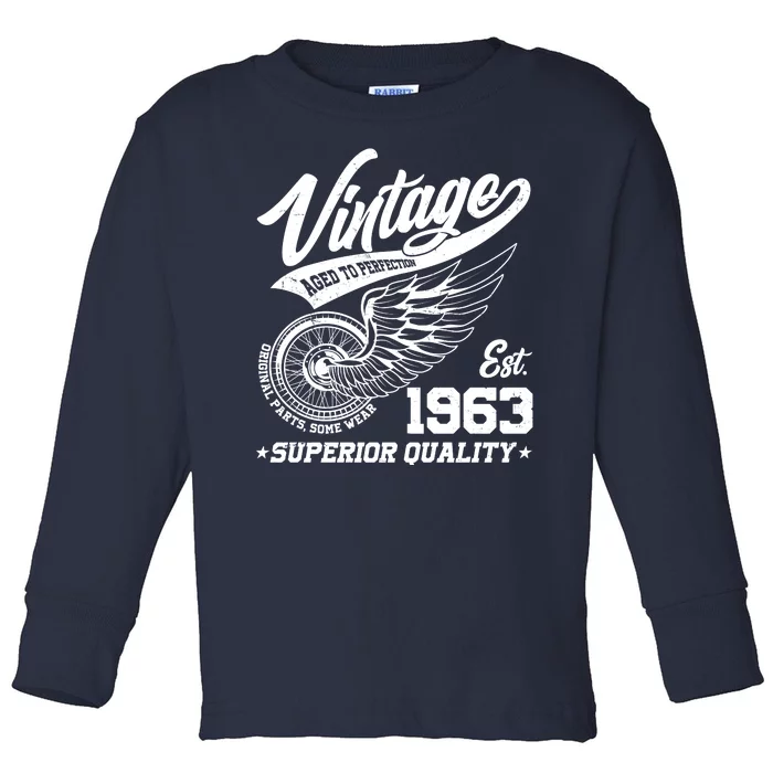 Winged Wheel Vintage 1963 Aged To Perfection Superior Quality 60th Birthday Toddler Long Sleeve Shirt